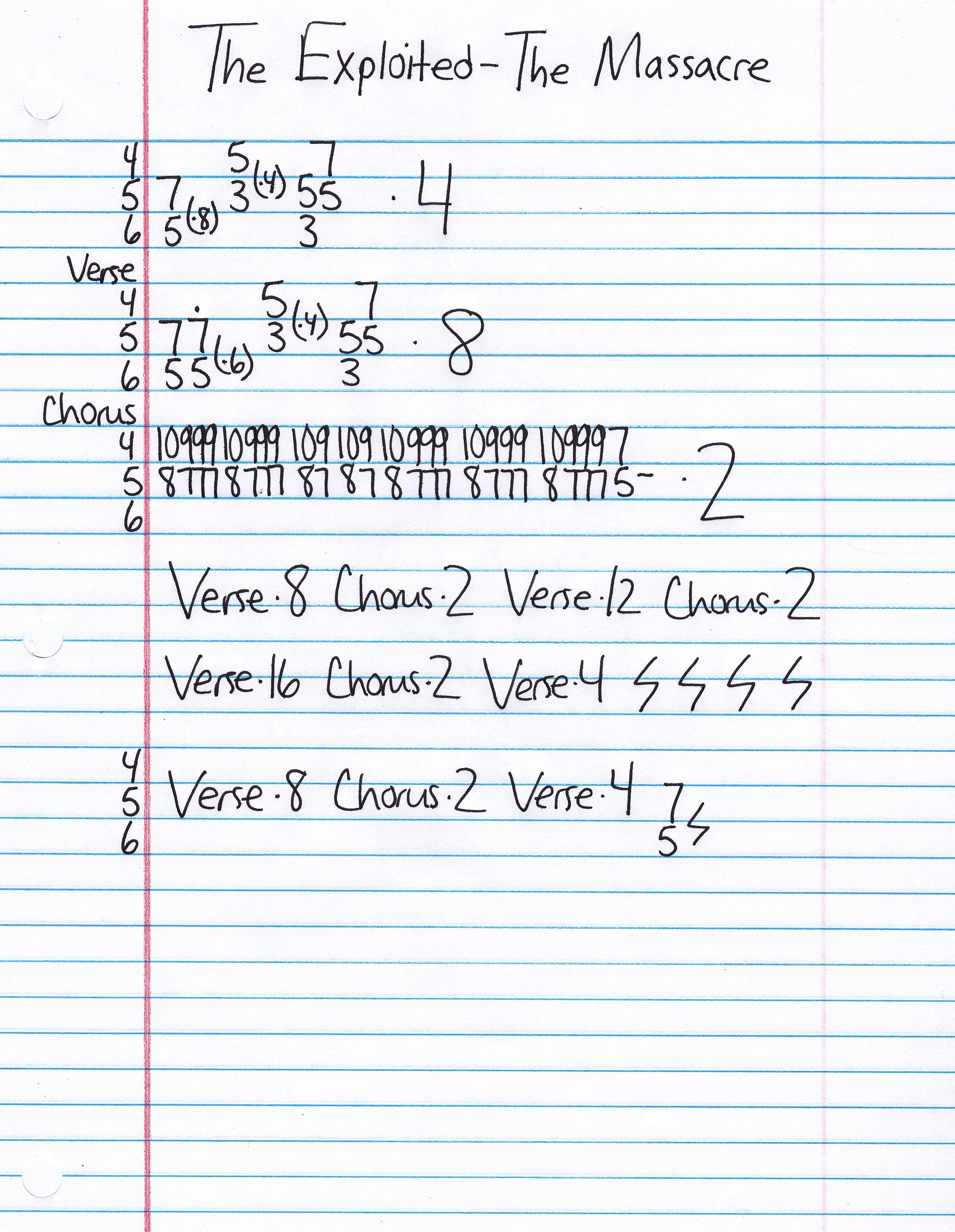 High quality guitar tab for The Massacre by The Exploited off of the album The Massacre. ***Complete and accurate guitar tab!***